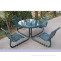 Powder coated metal outdoor table with chairs park table with chairs